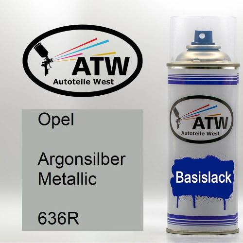 Opel, Argonsilber Metallic, 636R: 400ml Sprühdose, von ATW Autoteile West.